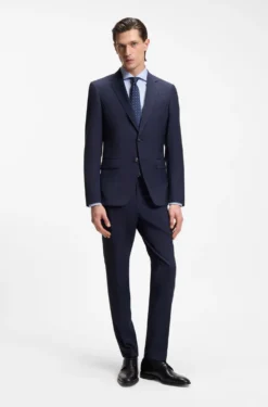 Gemusterte Slim-Fit Hose aus Schurwolle