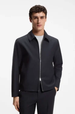Gemusterte Slim-Fit Jacke aus elastischer Wolle