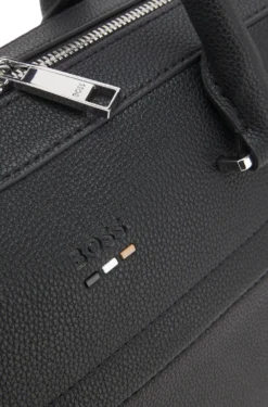 Genarbte Aktentasche aus Kunstleder mit Signature-Streifen-Details