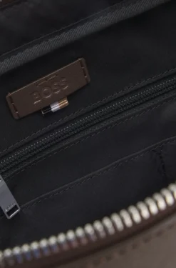 Genarbte Aktentasche mit Logo-Schriftzug