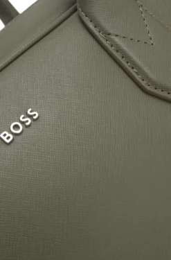 Genarbte Aktentasche mit Logo-Schriftzug