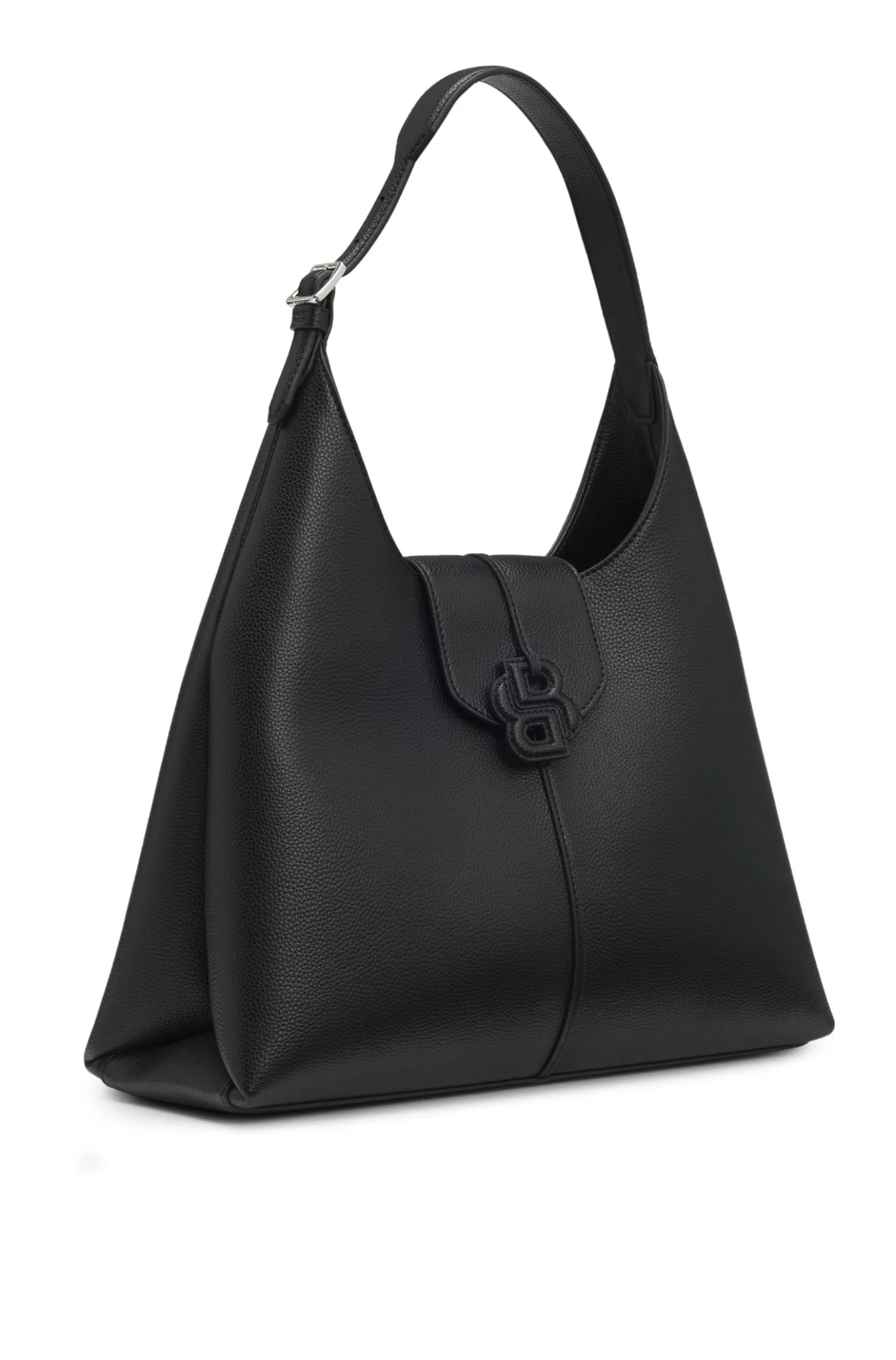 Genarbte Hobo Bag mit Double-B-Monogramm