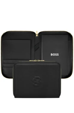 Genarbte schwarze DIN-A5-Konferenzmappe mit Double-B-Monogramm