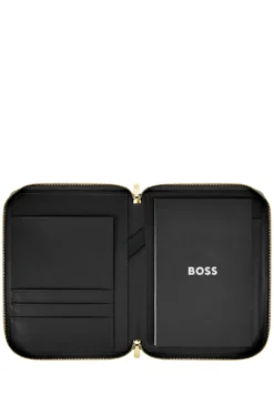 Genarbte schwarze DIN-A5-Konferenzmappe mit Double-B-Monogramm