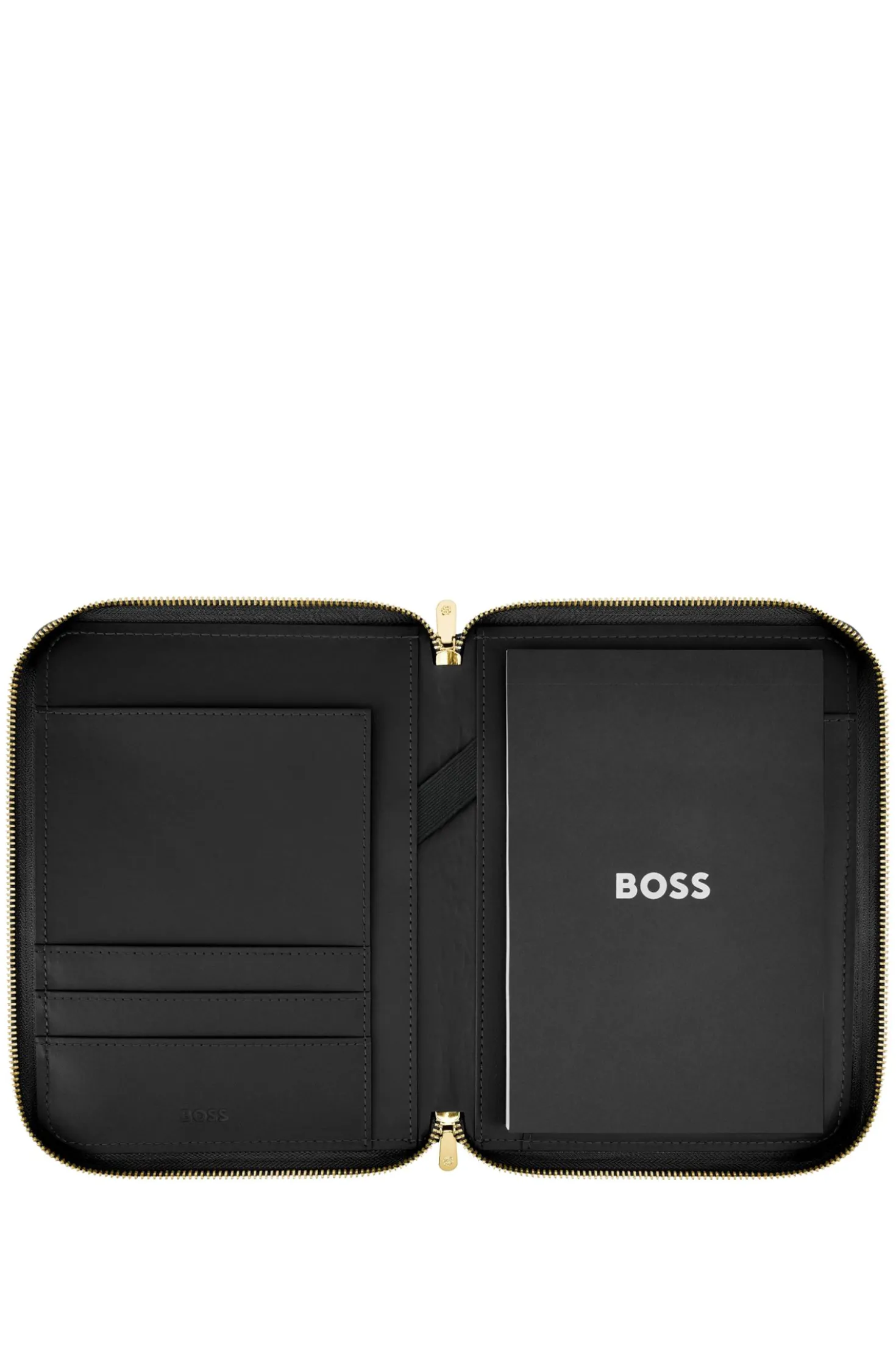 Genarbte schwarze DIN-A5-Konferenzmappe mit Double-B-Monogramm