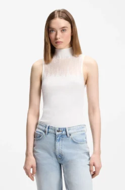 Gestricktes Top mit transparenter Partie