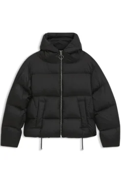 Glänzende Daunensteppjacke mit Statement-Zipper