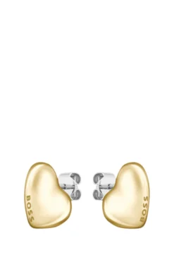 Goldfarbene Ohrringe mit herzförmigem Design