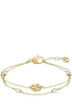Goldfarbenes mehrreihiges Armband mit Double-B-Monogramm