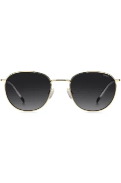 Goldfarbene Sonnenbrille mit Logo-Detail