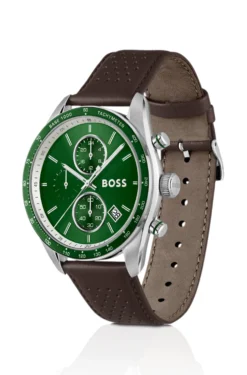Grand Prix Vitesse Uhr mit grünem Zifferblatt und perforiertem Armband
