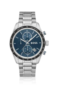 Grand Prix Vitesse Uhr mit integriertem Armband und blauem Zifferblatt