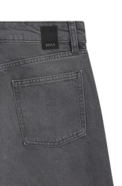 Graue Boyfriend-Fit Jeans aus festem Denim