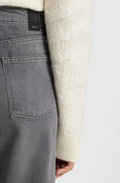 Graue Boyfriend-Fit Jeans aus festem Denim