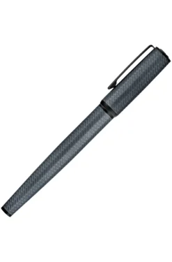 Grauer Tintenroller aus Aluminium mit Gravur in Mesh-Optik