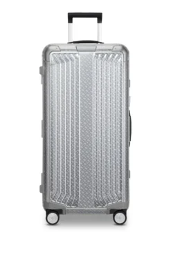 Großer BOSS x Samsonite Koffer aus silberfarbenem Aluminium 80 cm