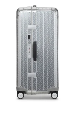 Großer BOSS x Samsonite Koffer aus silberfarbenem Aluminium 80 cm