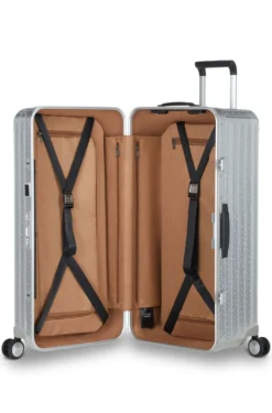 Großer BOSS x Samsonite Koffer aus silberfarbenem Aluminium 80 cm