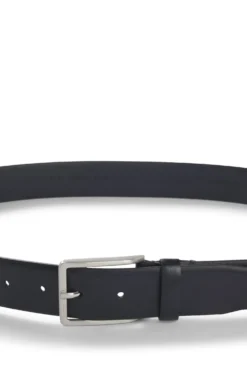 Gürtel aus italienischem Leder mit Metalldetails in gebürsteter Silber-Optik
