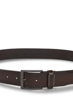 Gürtel aus italienischem Leder mit gebürsteten Metalldetails