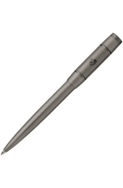 Gunmetalfarbener Kugelschreiber mit Rautenmuster und Double-B-Detail