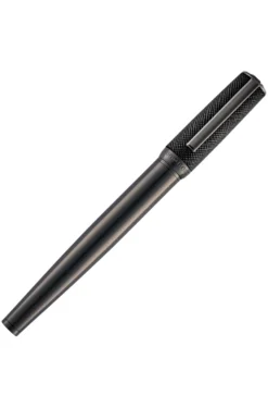 Gunmetal-plattierter Tintenroller mit Cap aus strukturiertem Leder