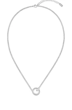 Halskette mit Kristallring und Logo-Glied