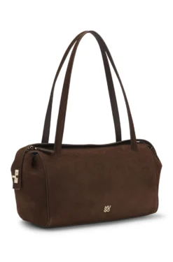 Handtasche aus Veloursleder-Imitat mit metallenem Stack-Logo