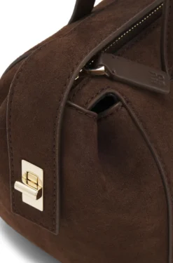 Handtasche aus Veloursleder-Imitat mit metallenem Stack-Logo