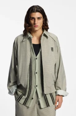 Harrington-Jacke mit Hahnentritt-Muster