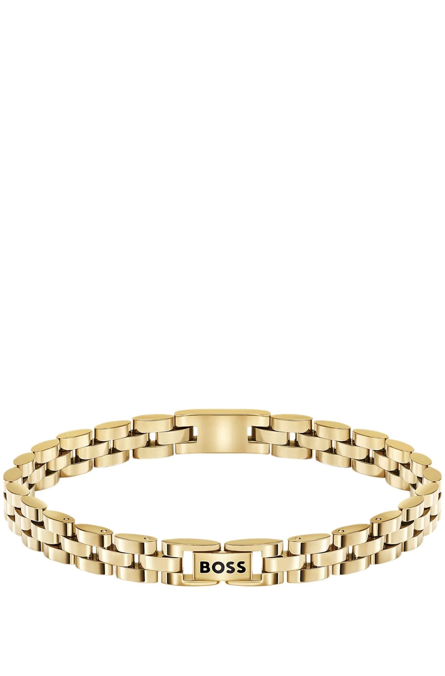 Hellgelbgoldfarbener Armreif mit Logo-Details