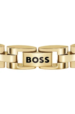Hellgelbgoldfarbener Armreif mit Logo-Details