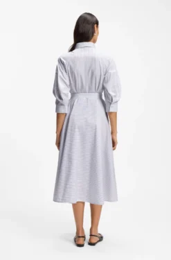 Hemdblusenkleid aus Baumwoll-Popeline mit Streifen-Muster