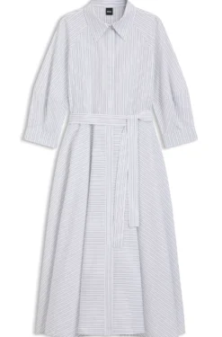 Hemdblusenkleid aus Baumwoll-Popeline mit Streifen-Muster