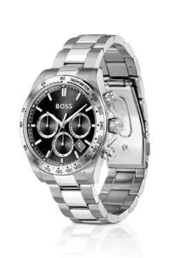 Hero 2.0 Chronograph mit schwarzem Zifferblatt und Edelstahlarmband