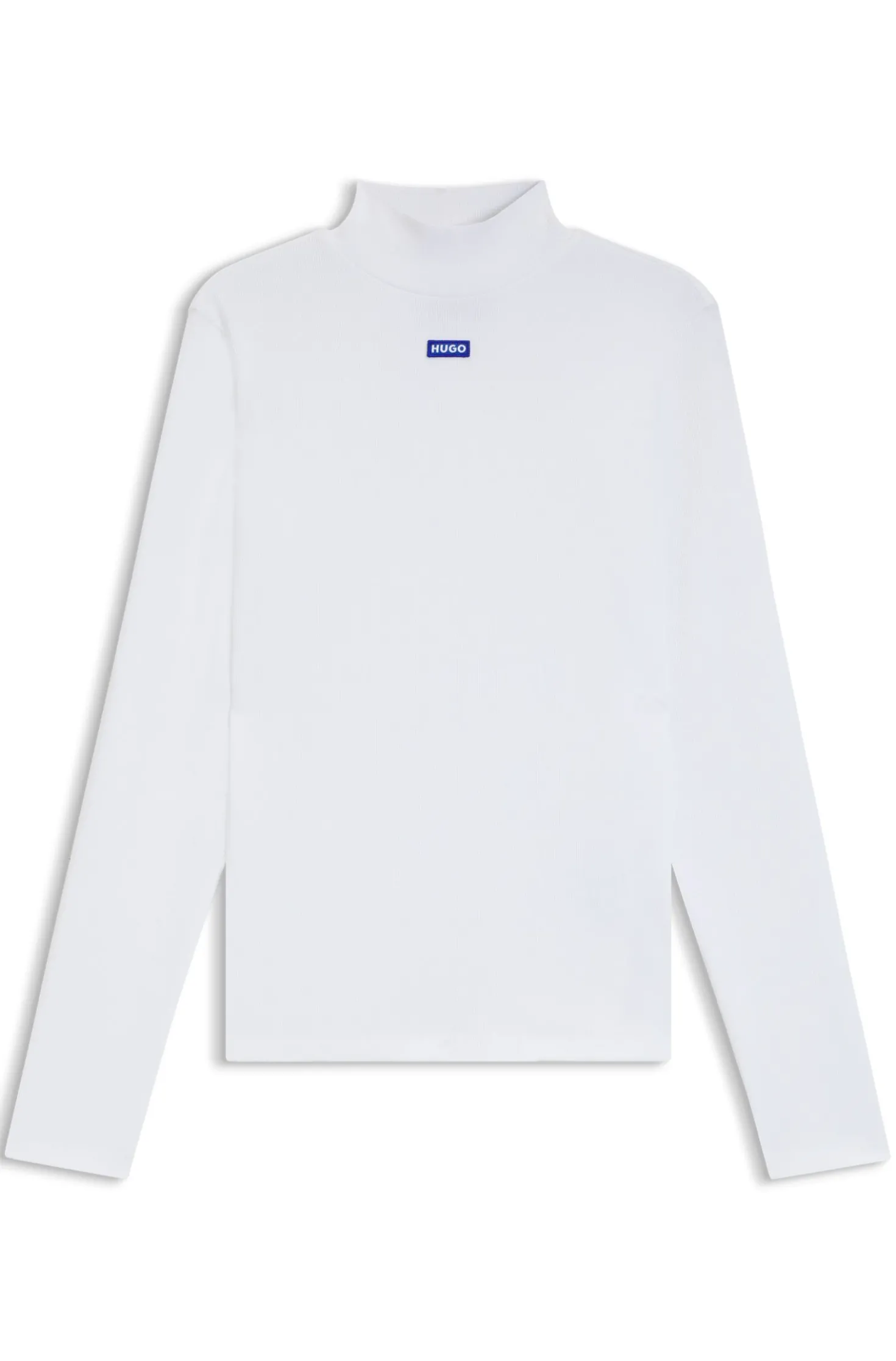 Hochgeschlossenes Top aus Stretch-Baumwolle mit Logo-Badge