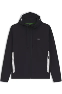 Hoodie aus Baumwoll-Mix mit Reißverschluss und Kontrast-Details