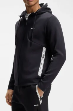 Hoodie aus Baumwoll-Mix mit Reißverschluss und Kontrast-Details