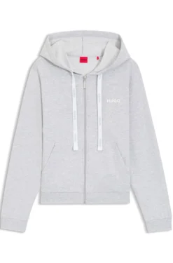 Hoodie aus Baumwoll-Mix mit Reißverschluss und Logo-Detail