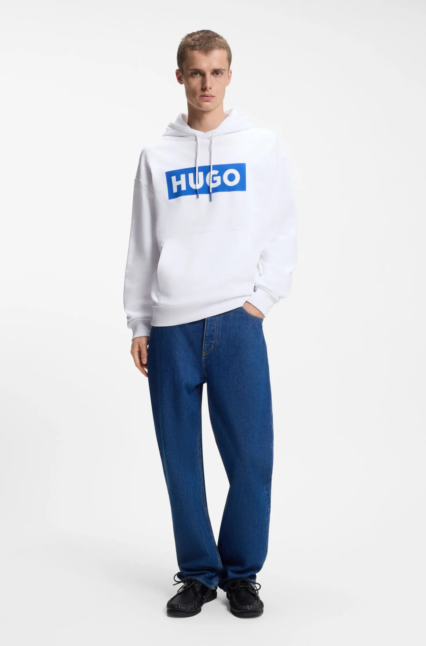 Hoodie aus Baumwoll-Terry mit rechteckigem Logo-Print