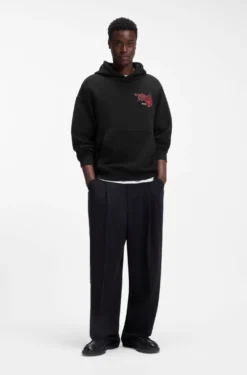 Hoodie aus Baumwoll-Terry mit Rosen-Artwork