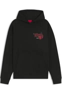 Hoodie aus Baumwoll-Terry mit Rosen-Artwork
