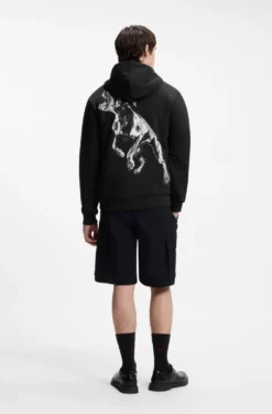 Hoodie aus Baumwoll-Terry mit Grafik-Prints von Tieren