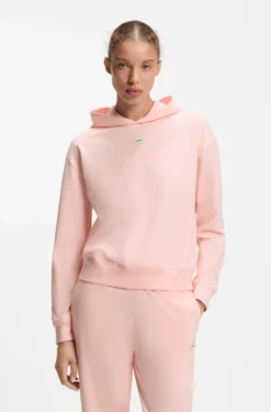 Hoodie aus Stretch-Jersey mit rotem Logo-Label