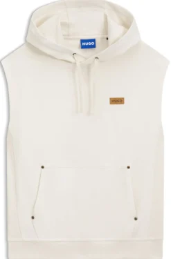 Hoodie ohne Ärmel aus Baumwoll-Terry mit Logo-Aufnäher