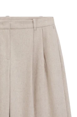 Hose aus meliertem Flanell mit weitem Beinverlauf und Bundfalten vorne