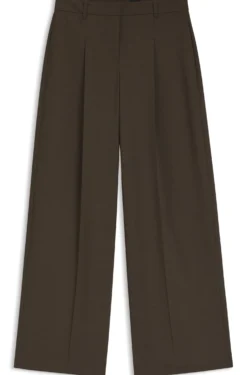 Hose aus Stretch-Gewebe mit weitem Beinverlauf und Bundfalten vorne