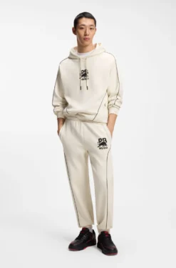 HUGO x RB Hoodie aus Stretch-Baumwolle mit Stier-Motiv