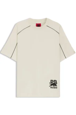 HUGO x RB T-Shirt aus Baumwoll-Mix mit kontrastfarbenen Paspeln