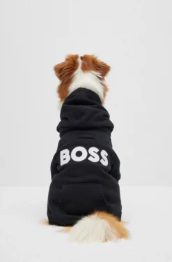 Hunde-Hoodie aus Baumwoll-Mix mit Kontrast-Logo